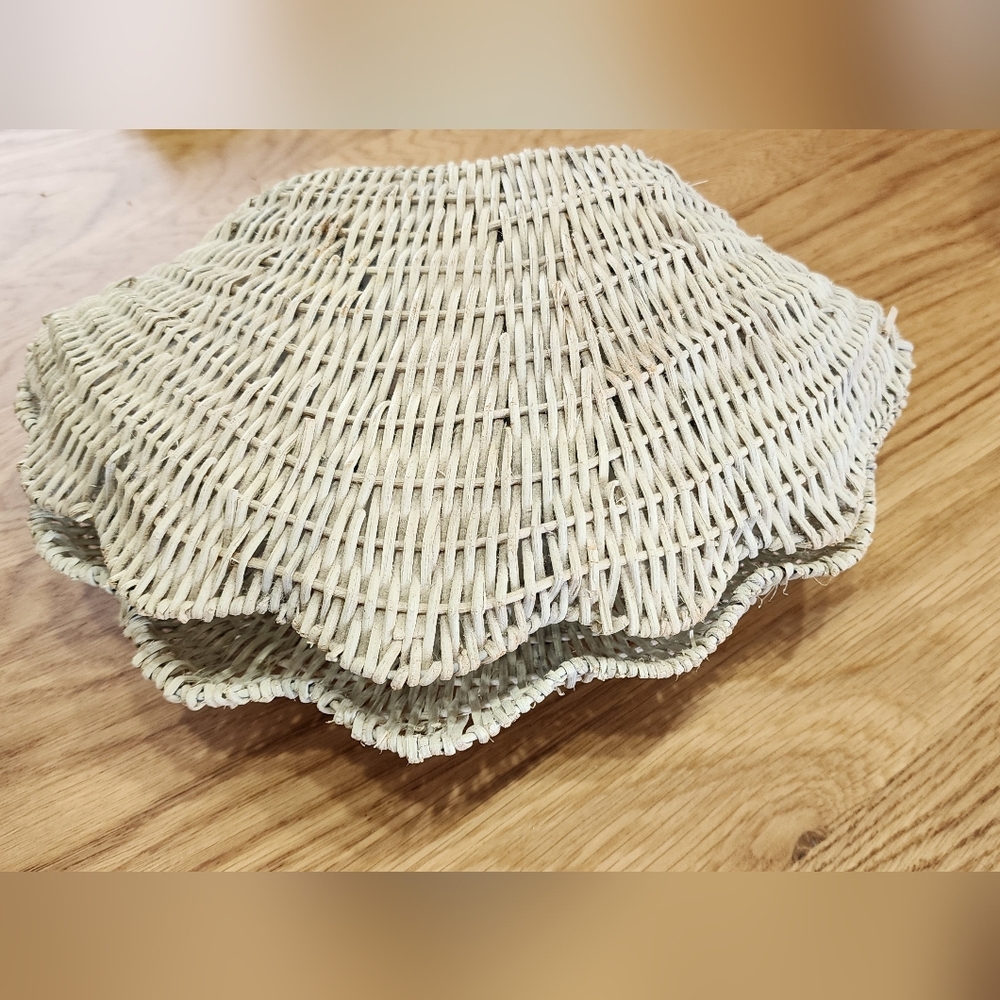 Vintage Wicker Sea Shell Trinket Holder